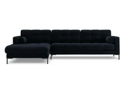 Cosmopolitan Design - Sofá de canto esquerdo "Bali" 5 lugares em veludo azul escuro - 293x185x75cm