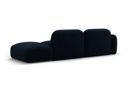 Cosmopolitan Design - Sofá modular direito "Sydney" 3 lugares em veludo azul real - 295x90x70cm
