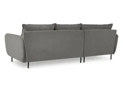 Cosmopolitan Design - Sofá de canto esquerdo "Vienna" 5 lugares em veludo cinza claro - 255x170x95cm