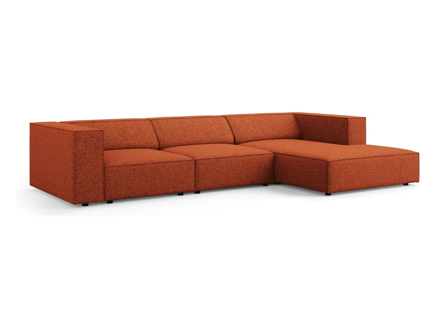 Cosmopolitan Design - Sofá de canto direito "Arendal" 4 lugares em tecido chenille terracota - 284x166x70cm