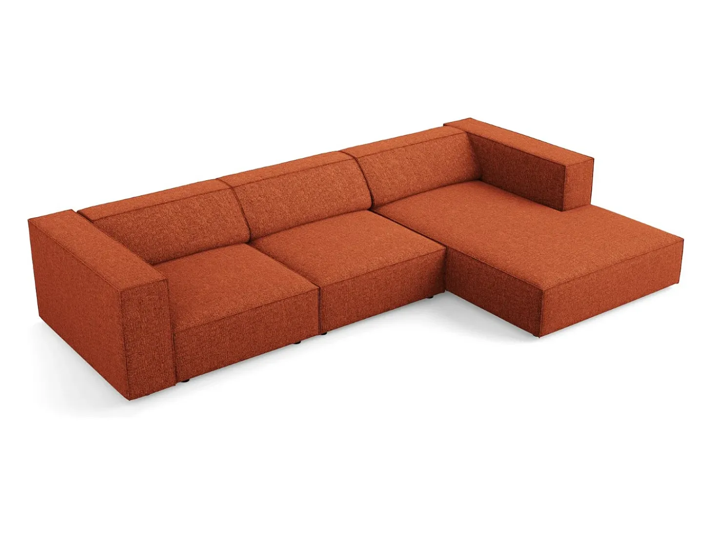 Cosmopolitan Design - Sofá de canto direito "Arendal" 4 lugares em tecido chenille terracota - 284x166x70cm