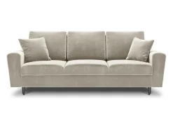 Cosmopolitan Design - Sofá-cama com compartimento de arrumação "Kyoto" 3 lugares em veludo bege claro - 235x100x88cm