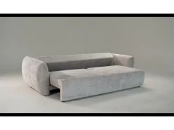 Cosmopolitan Design - Sofá-cama com compartimento de arrumação "Matera" 3 lugares em tecido chenille cinza - 240x108x86cm