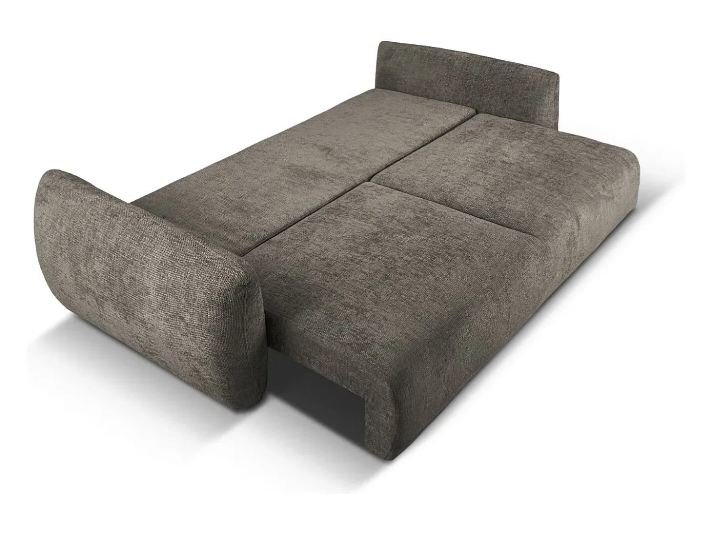 Cosmopolitan Design - Sofá-cama com compartimento de arrumação "Matera" 3 lugares em tecido chenille cinza - 240x108x86cm