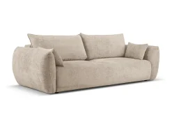 Cosmopolitan Design - Sofá-cama com compartimento de arrumação "Matera" 3 lugares em tecido chenille bege - 240x108x86cm