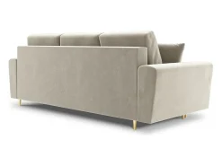 Cosmopolitan Design - Sofá-cama com compartimento de arrumação "Kyoto" 3 lugares em veludo bege claro - 235x100x88cm