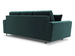 Cosmopolitan Design - Sofá-cama com compartimento de arrumação "Kyoto" 3 lugares em veludo petróleo - 235x100x88cm