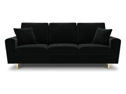 Cosmopolitan Design - Sofá-cama com compartimento de arrumação "Kyoto" 3 lugares em veludo preto - 235x100x88cm