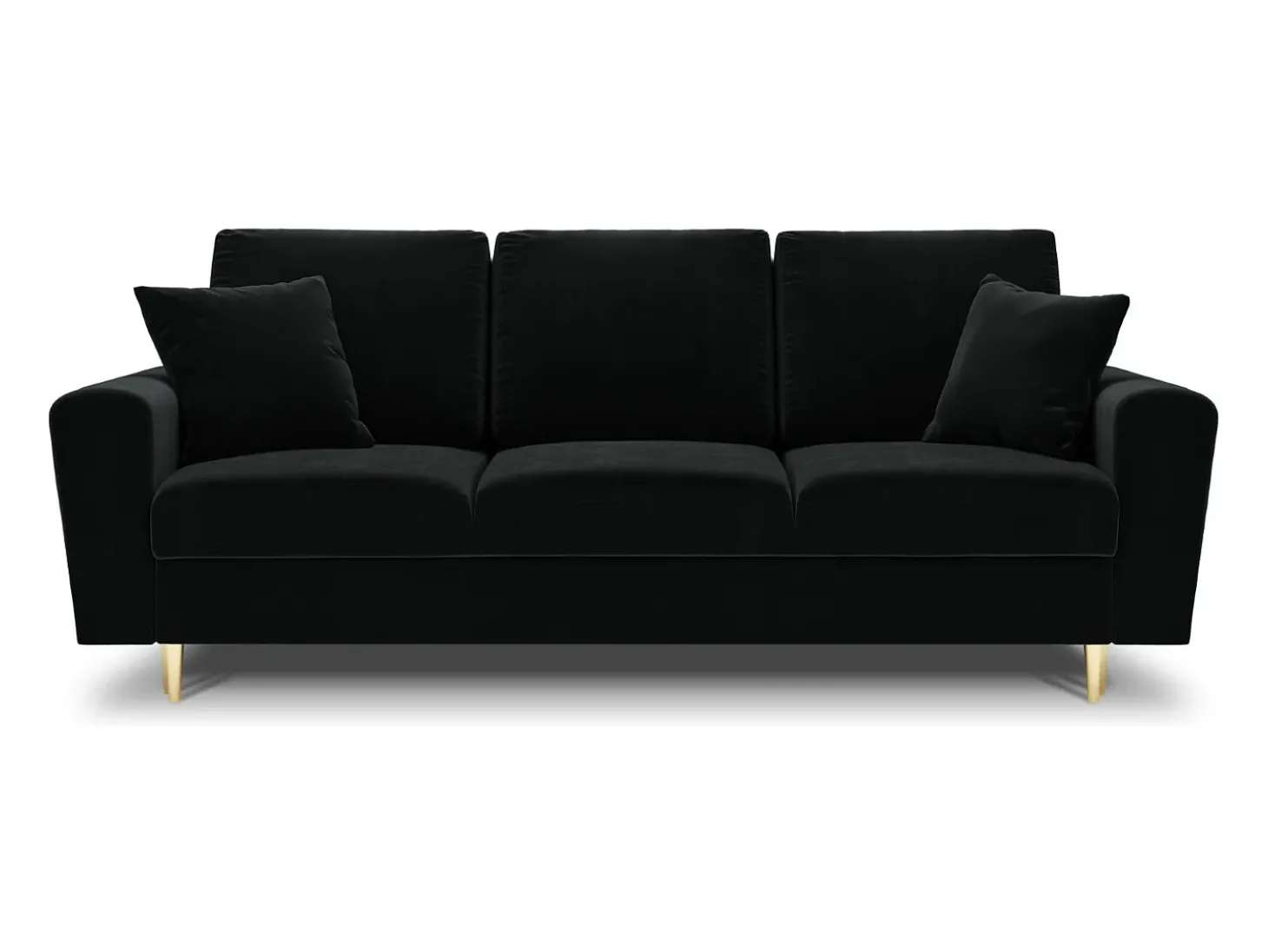 Cosmopolitan Design - Sofá-cama com compartimento de arrumação "Kyoto" 3 lugares em veludo preto - 235x100x88cm