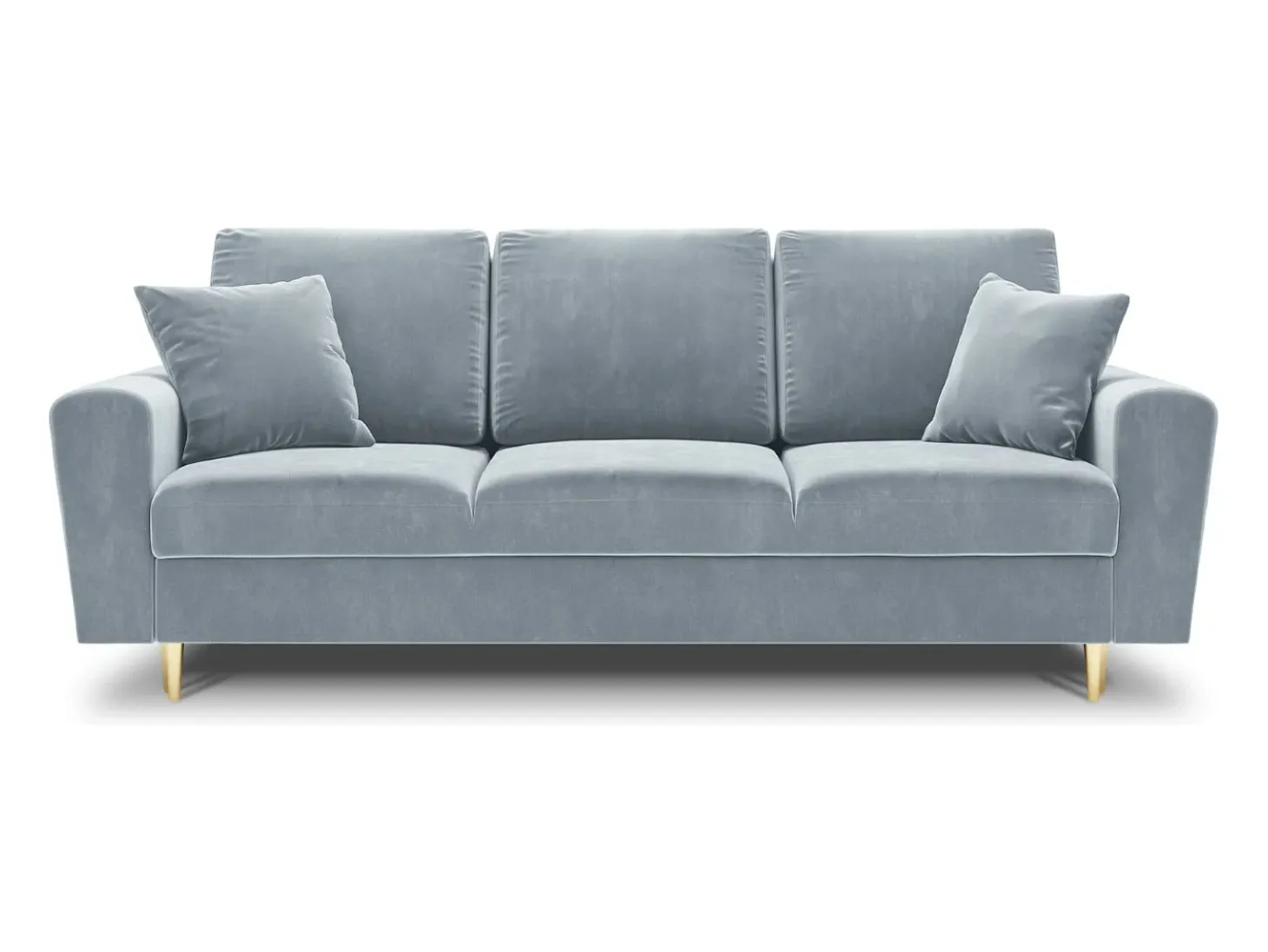 Cosmopolitan Design - Sofá-cama com compartimento de arrumação "Kyoto" 3 lugares em veludo azul claro - 235x100x88cm