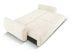 Cosmopolitan Design - Sofá-cama com compartimento de arrumação "Matera" 3 lugares em tecido chenille bege claro - 240x108x86cm
