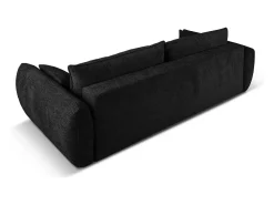 Cosmopolitan Design - Sofá-cama com compartimento de arrumação "Matera" 3 lugares em tecido chenille preto - 240x108x86cm