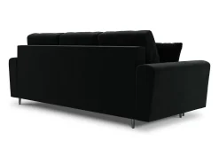 Cosmopolitan Design - Sofá-cama com compartimento de arrumação "Kyoto" 3 lugares em veludo preto - 235x100x88cm