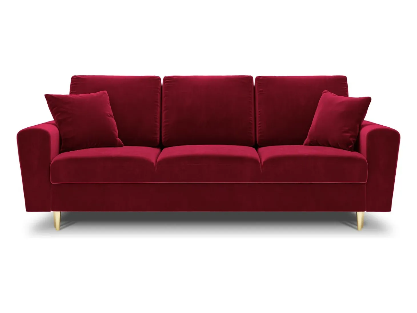 Cosmopolitan Design - Sofá-cama com compartimento de arrumação "Kyoto" 3 lugares em veludo vermelho - 235x100x88cm