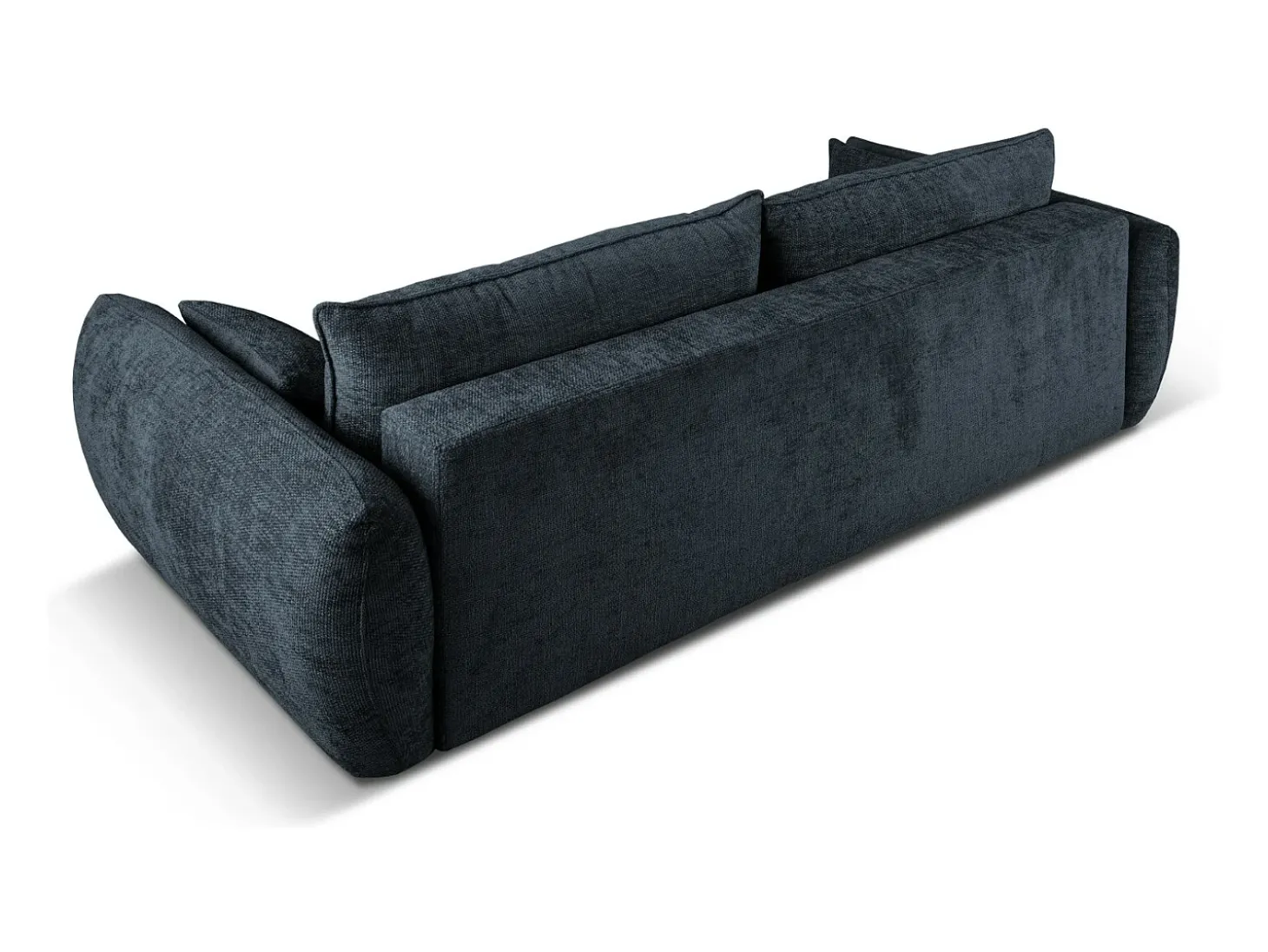 Cosmopolitan Design - Sofá-cama com compartimento de arrumação "Matera" 3 lugares em tecido chenille azul real - 240x108x86cm