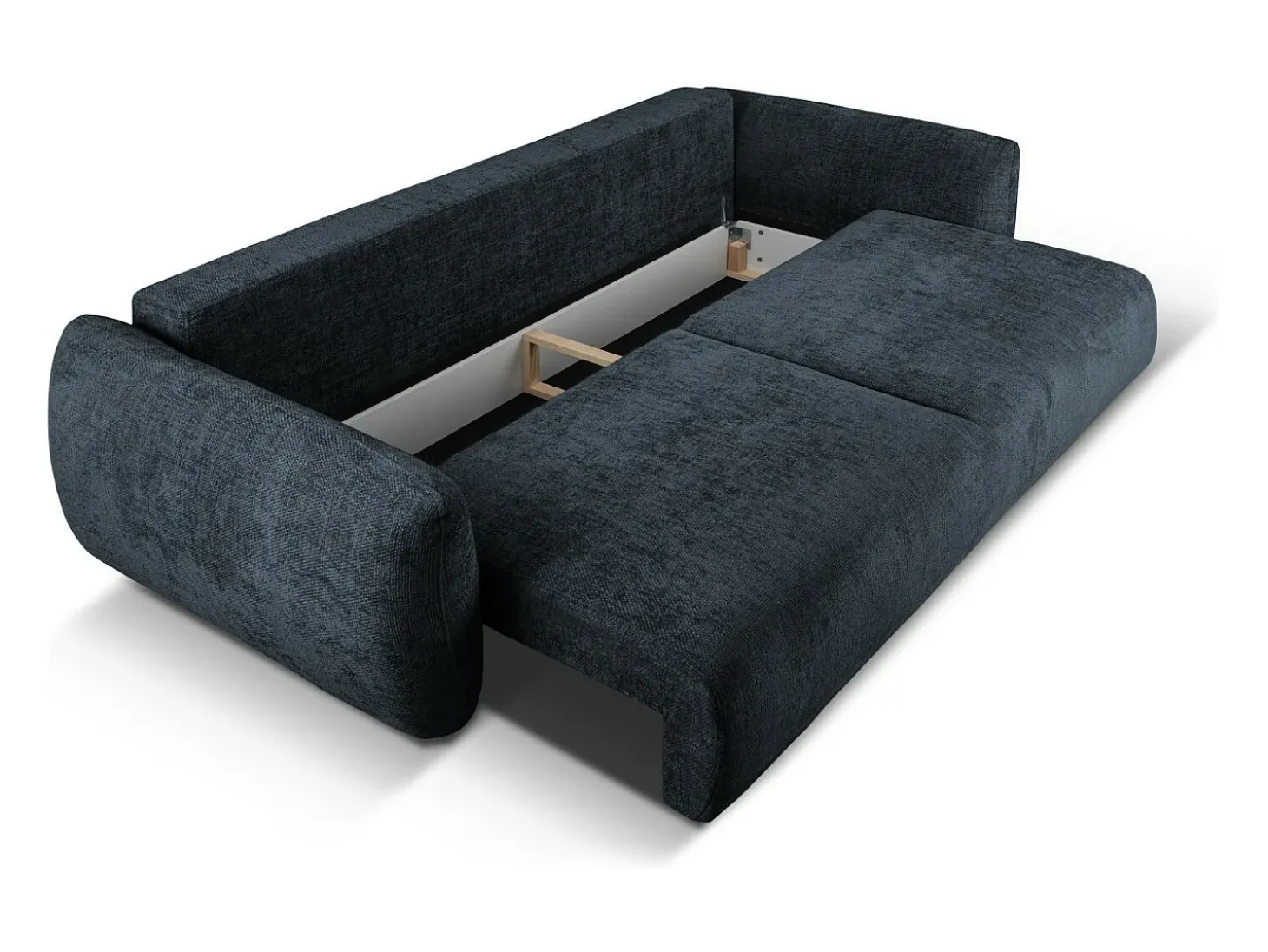 Cosmopolitan Design - Sofá-cama com compartimento de arrumação "Matera" 3 lugares em tecido chenille azul real - 240x108x86cm
