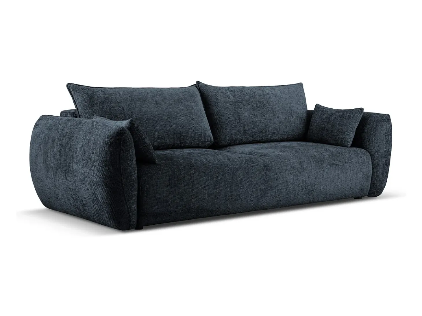 Cosmopolitan Design - Sofá-cama com compartimento de arrumação "Matera" 3 lugares em tecido chenille azul real - 240x108x86cm