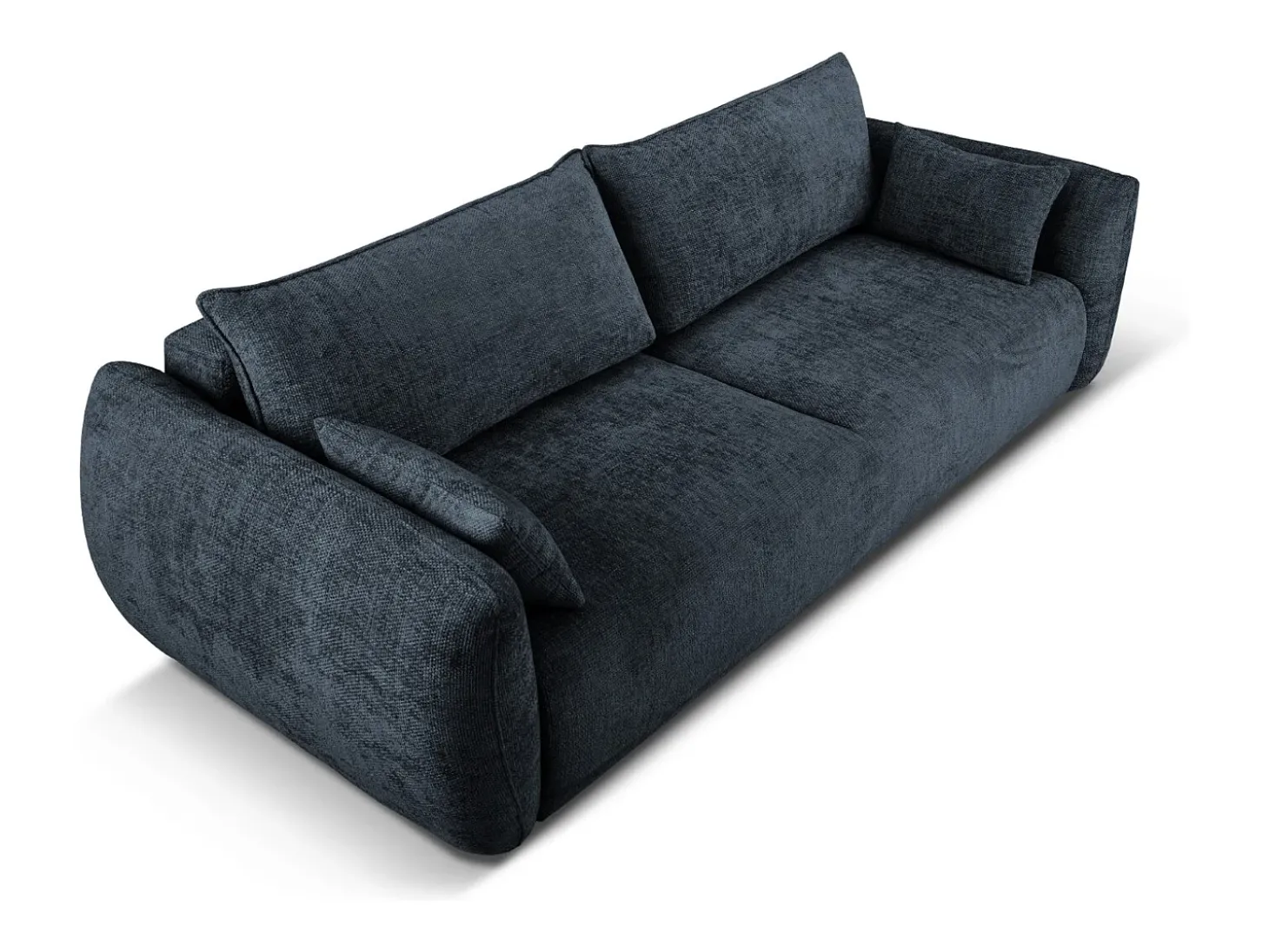 Cosmopolitan Design - Sofá-cama com compartimento de arrumação "Matera" 3 lugares em tecido chenille azul real - 240x108x86cm