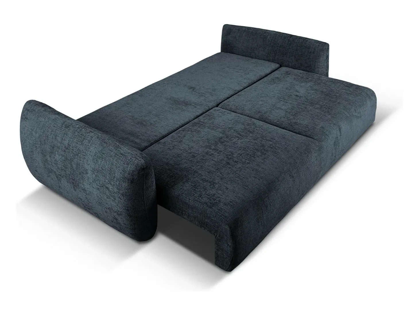 Cosmopolitan Design - Sofá-cama com compartimento de arrumação "Matera" 3 lugares em tecido chenille azul real - 240x108x86cm