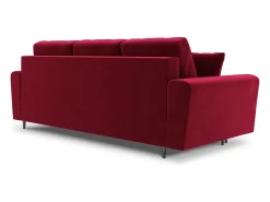 Cosmopolitan Design - Sofá-cama com compartimento de arrumação "Kyoto" 3 lugares em veludo vermelho - 235x100x88cm