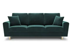 Cosmopolitan Design - Sofá-cama com compartimento de arrumação "Kyoto" 3 lugares em veludo petróleo - 235x100x88cm
