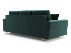 Cosmopolitan Design - Sofá-cama com compartimento de arrumação "Kyoto" 3 lugares em veludo petróleo - 235x100x88cm