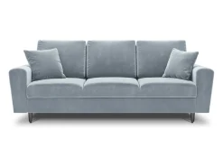 Cosmopolitan Design - Sofá-cama com compartimento de arrumação "Kyoto" 3 lugares em veludo azul claro - 235x100x88cm