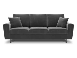 Cosmopolitan Design - Sofá-cama com compartimento de arrumação "Kyoto" 3 lugares em veludo cinza claro - 235x100x88cm
