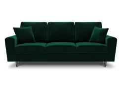 Cosmopolitan Design - Sofá-cama com compartimento de arrumação "Kyoto" 3 lugares em veludo verde garrafa - 235x100x88cm