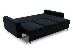 Cosmopolitan Design - Sofá-cama com compartimento de arrumação "Kyoto" 3 lugares em veludo azul escuro - 235x100x88cm