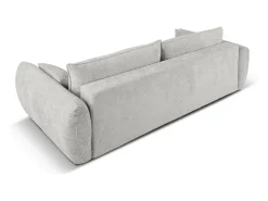 Cosmopolitan Design - Sofá-cama com compartimento de arrumação "Matera" 3 lugares em tecido chenille cinza claro - 240x108x86cm