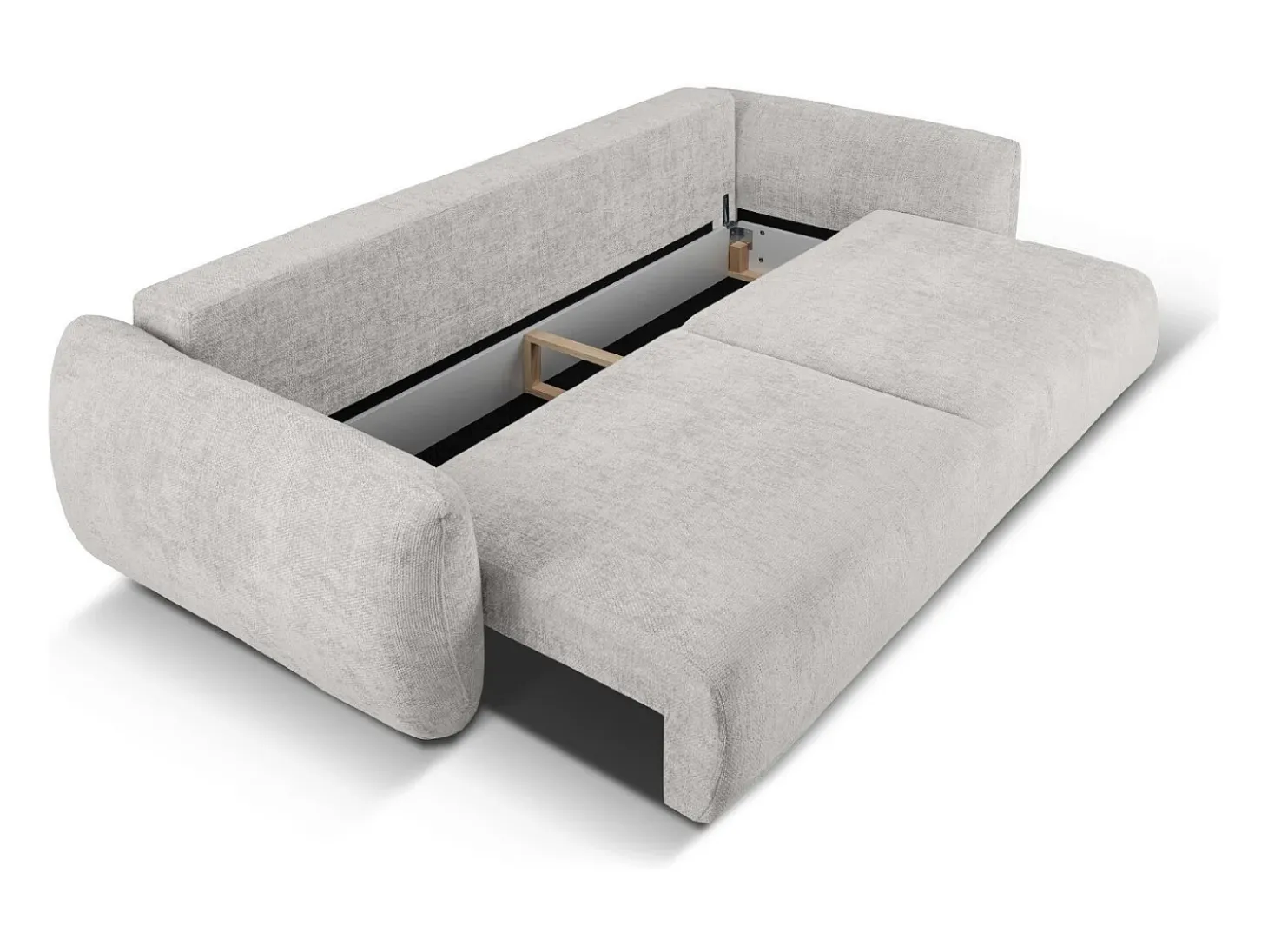 Cosmopolitan Design - Sofá-cama com compartimento de arrumação "Matera" 3 lugares em tecido chenille cinza claro - 240x108x86cm