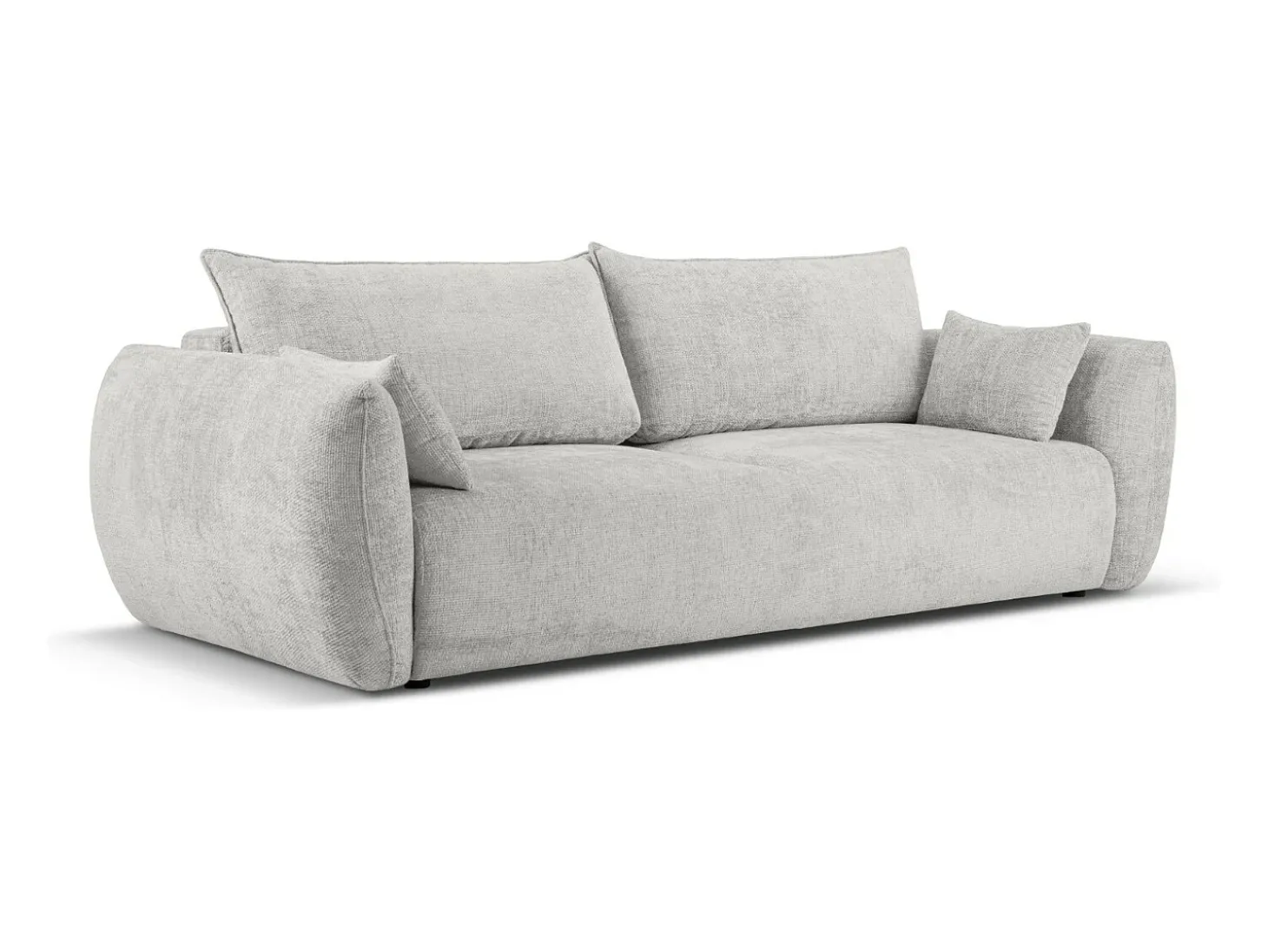 Cosmopolitan Design - Sofá-cama com compartimento de arrumação "Matera" 3 lugares em tecido chenille cinza claro - 240x108x86cm