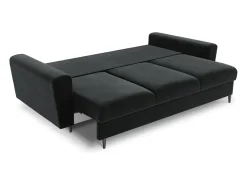 Cosmopolitan Design - Sofá-cama com compartimento de arrumação "Kyoto" 3 lugares em veludo cinza escuro - 235x100x88cm