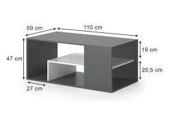 Couchtisch antracite/branco 110x59x47 edgar