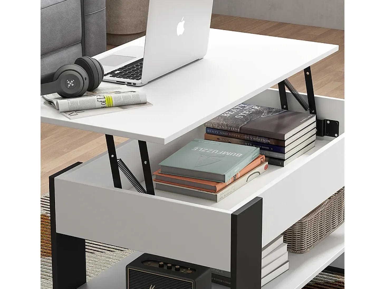 Couchtisch branco/antracite 92x51x47 lifto