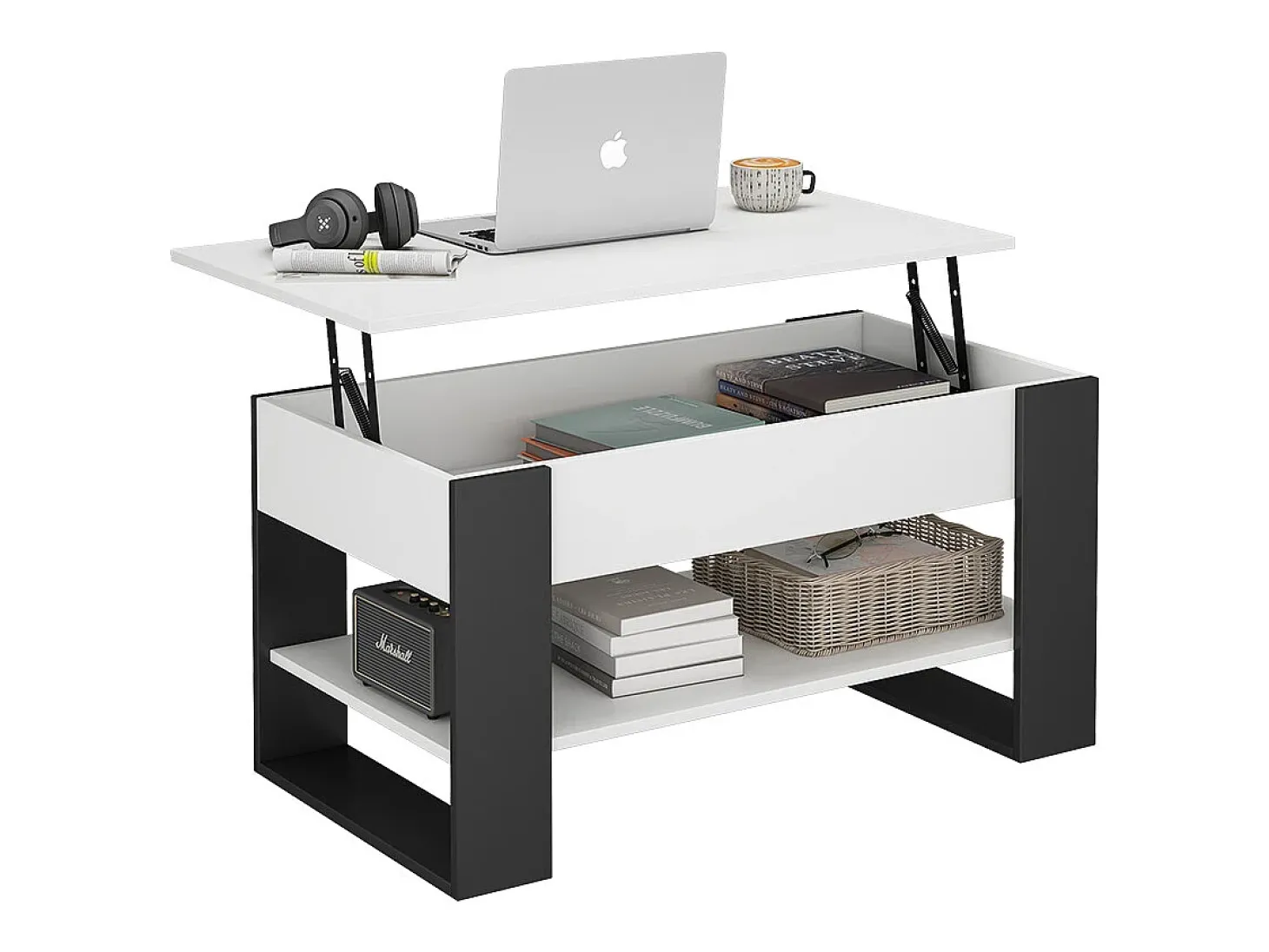 Couchtisch branco/antracite 92x51x47 lifto