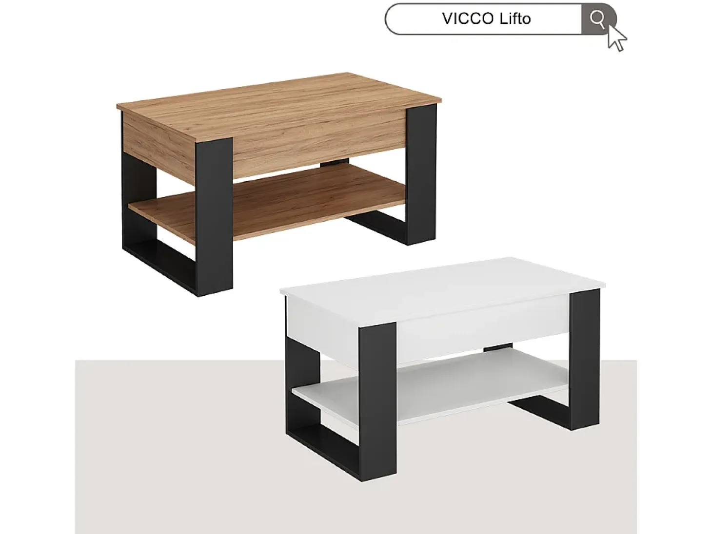 Couchtisch branco/antracite 92x51x47 lifto