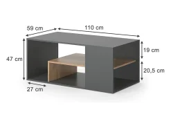 Couchtisch carvalho antracite/goldkraft 110x59x47 edgar