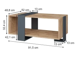Couchtisch carvalho antracite/goldkraft 91.5x52x42.1 aven