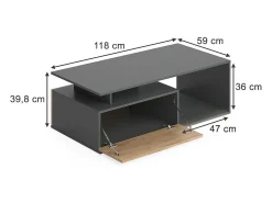 Couchtisch carvalho antracite/goldkraft 118x59x39.8 roland