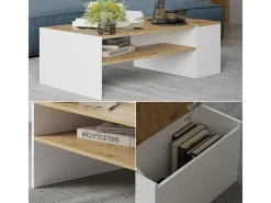 Couchtisch carvalho artesanal/branco 110x60x36 rubby