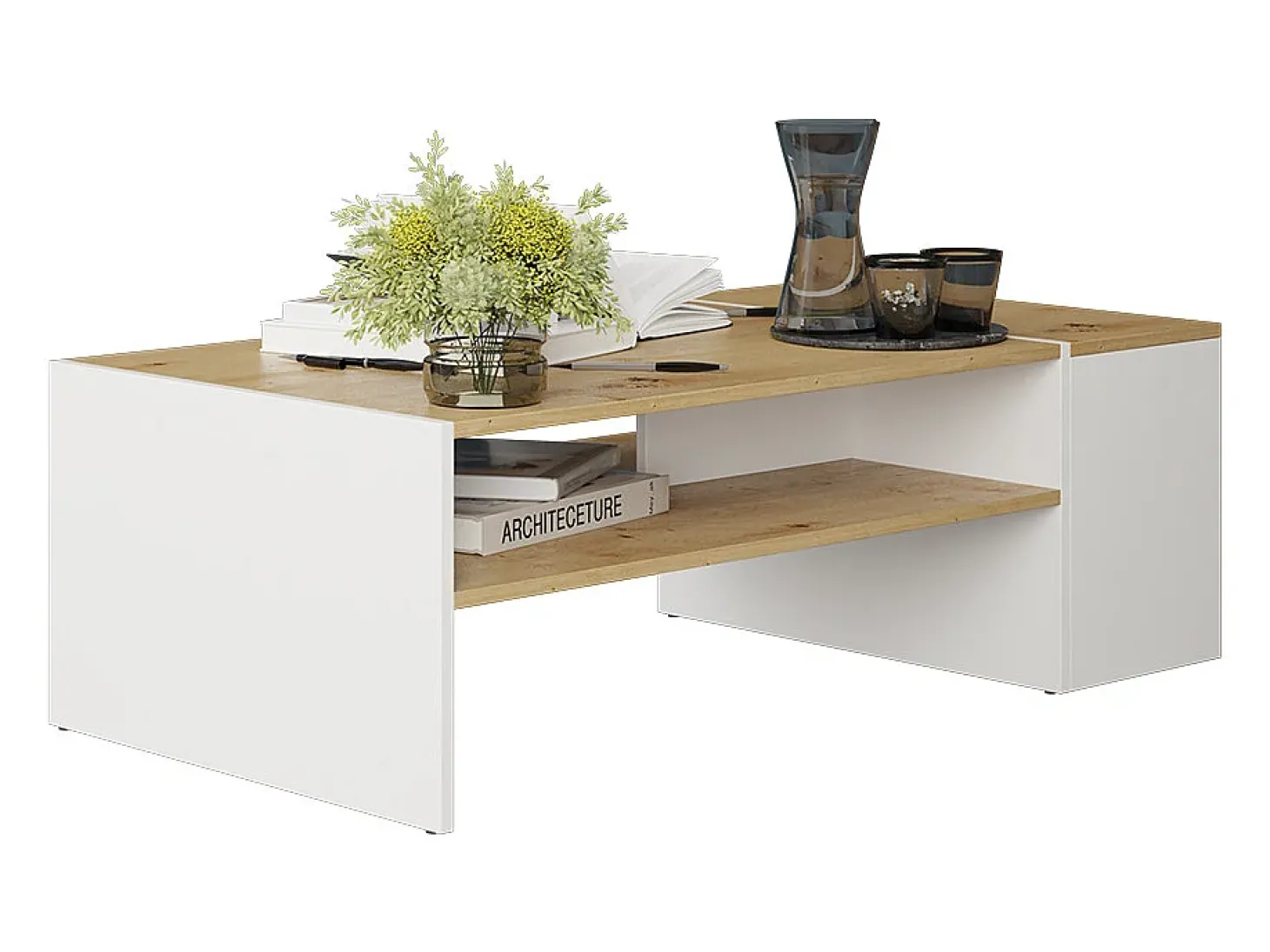 Couchtisch carvalho artesanal/branco 110x60x36 rubby