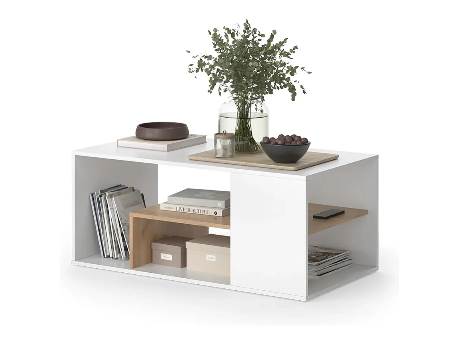 Couchtisch carvalho branco/dourado 110x59x47 edgar