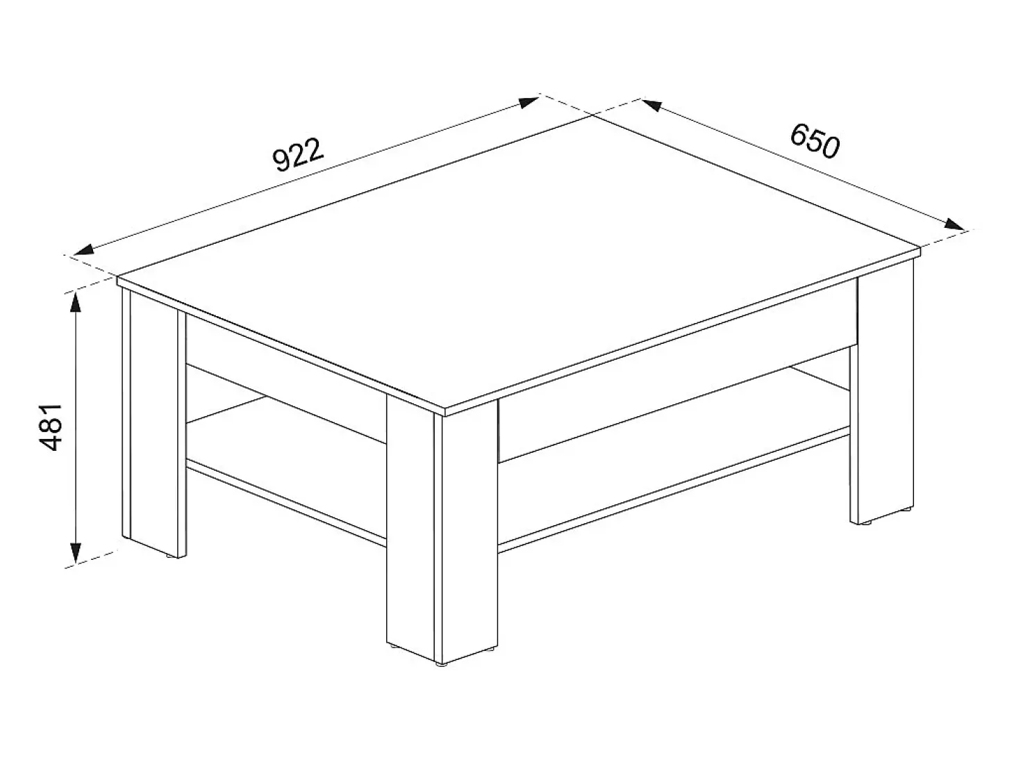 Couchtisch carvalho branco/dourado 92.2x65x48 milan