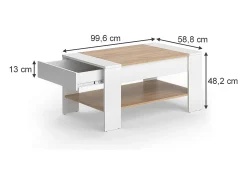 Couchtisch carvalho branco/dourado 99.6x58.8x48.2 august