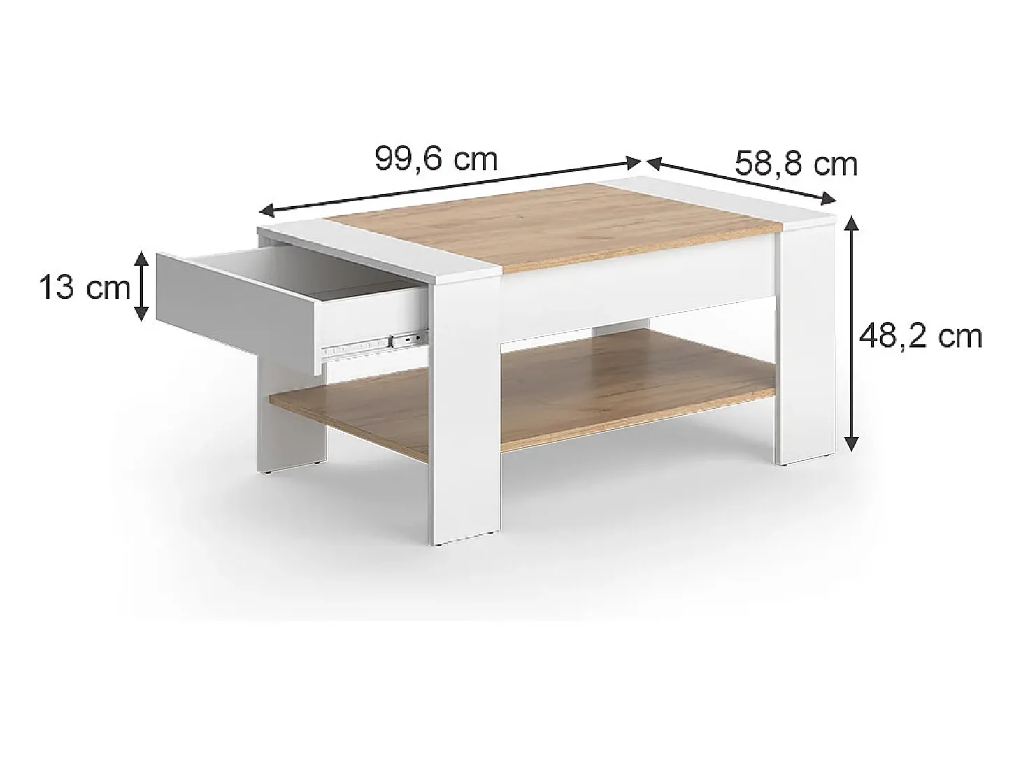 Couchtisch carvalho branco/dourado 99.6x58.8x48.2 august