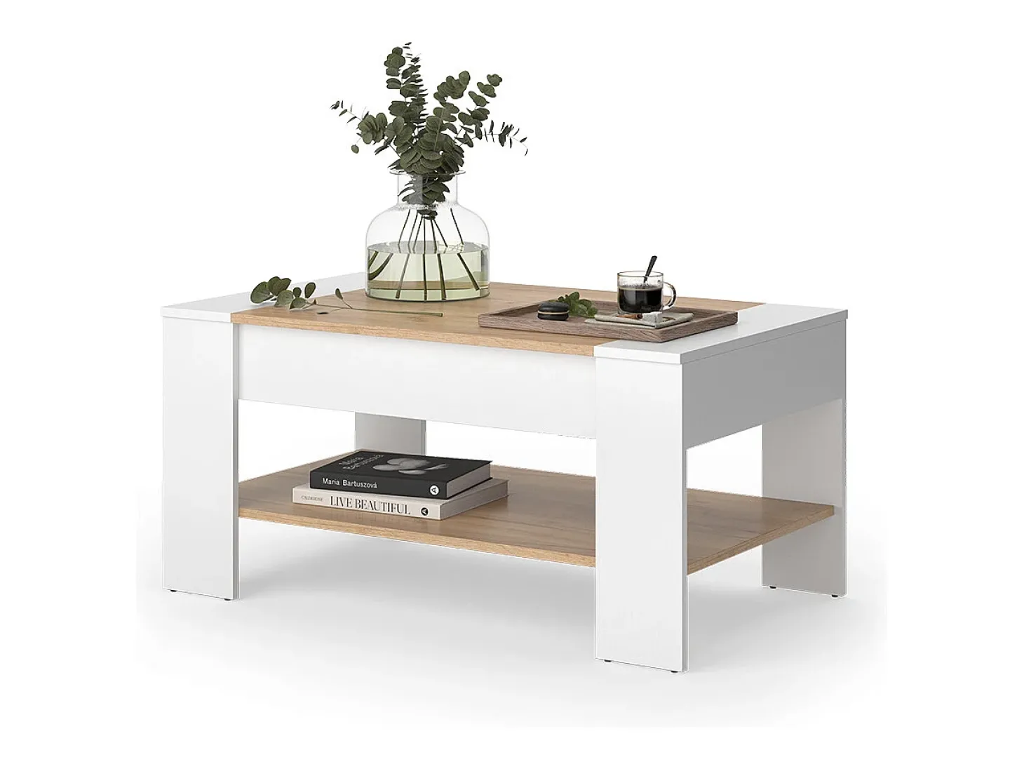 Couchtisch carvalho branco/dourado 99.6x58.8x48.2 august
