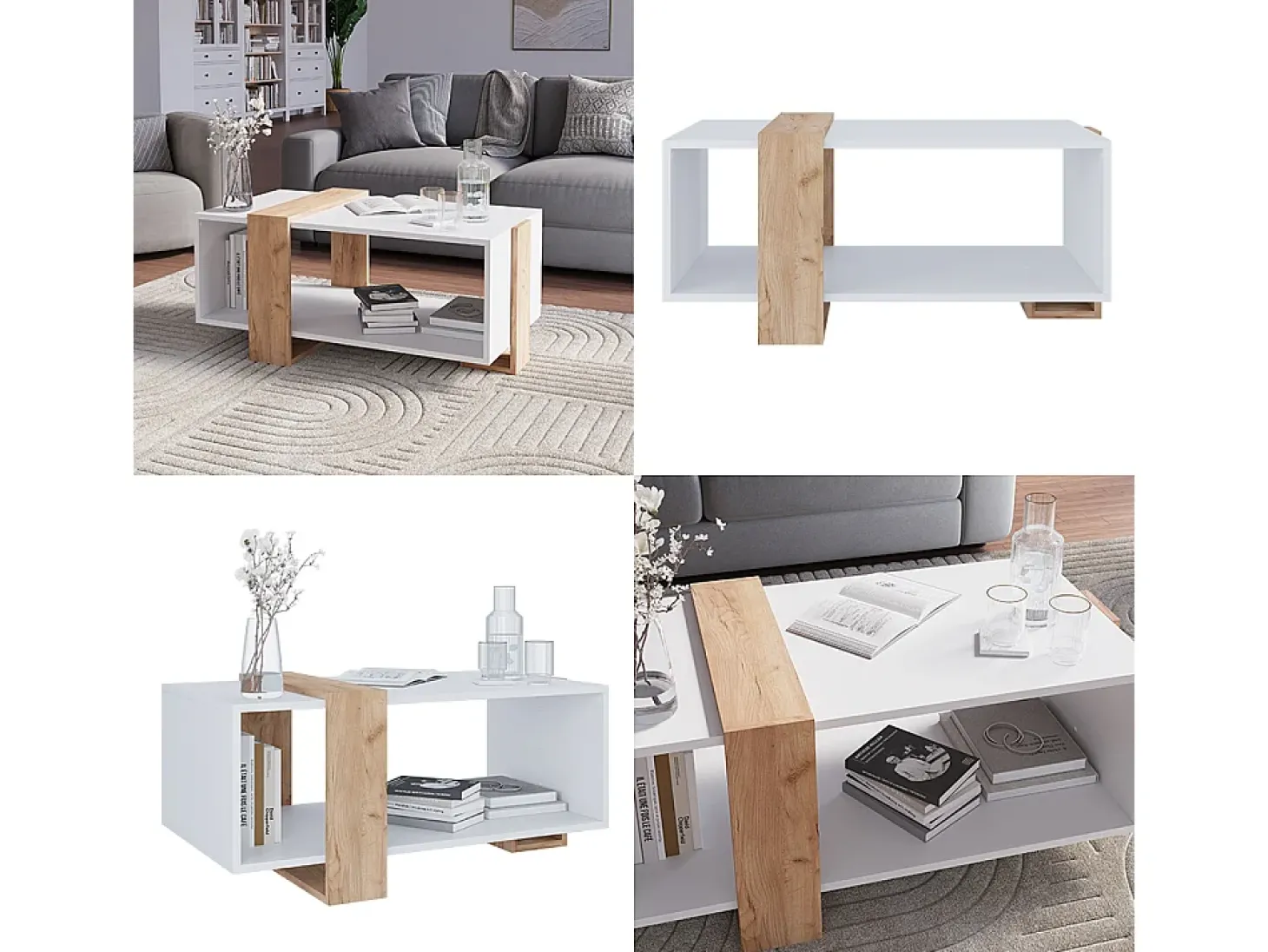 Couchtisch carvalho branco/dourado 91.5x52x42.1 aven