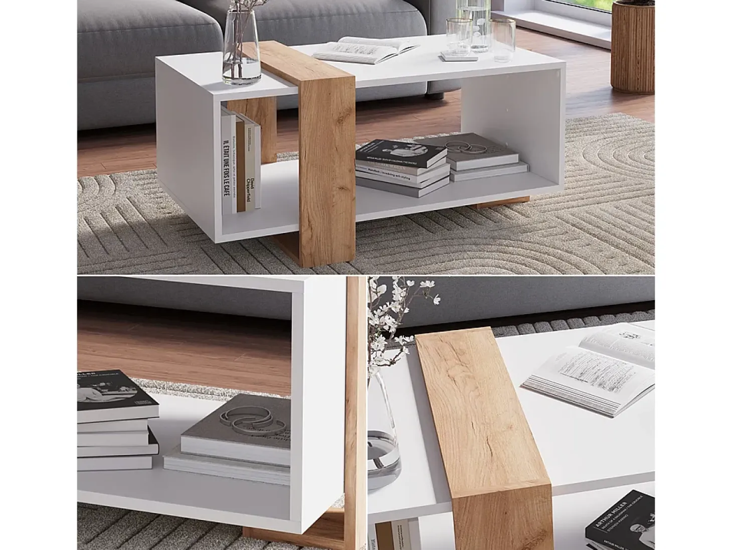Couchtisch carvalho branco/dourado 91.5x52x42.1 aven